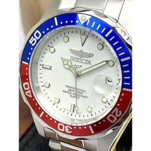 Invicta Men's Watch 8933 Pro Diver Quartz 37.5mm White Dial Pepsi Bezel Steel